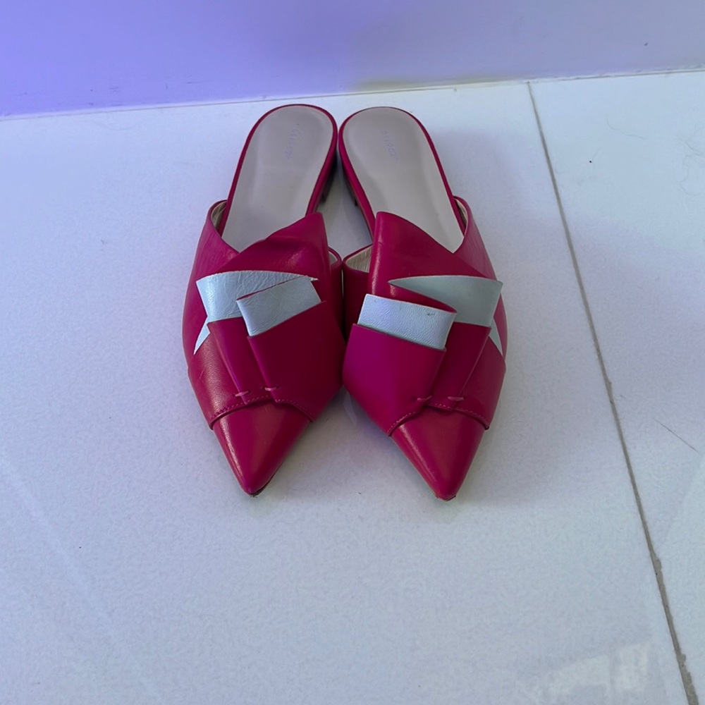 Delpozo slides, 37 1/2, worn once. Hot pink leather.